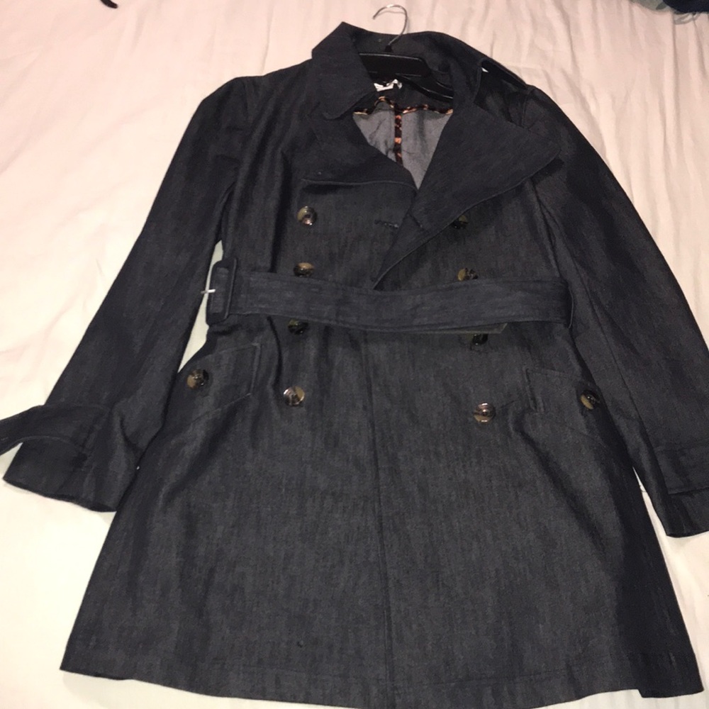 Denim trench coat